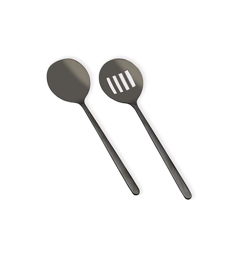 Set de service, 2 pièces, noir, 100 % ACIER INOXYDABLE