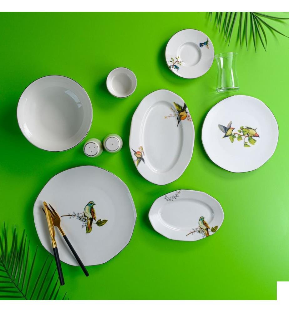 Service de petit-déjeuner, 32 pièces, multicolore, 100 % PORCELAINE