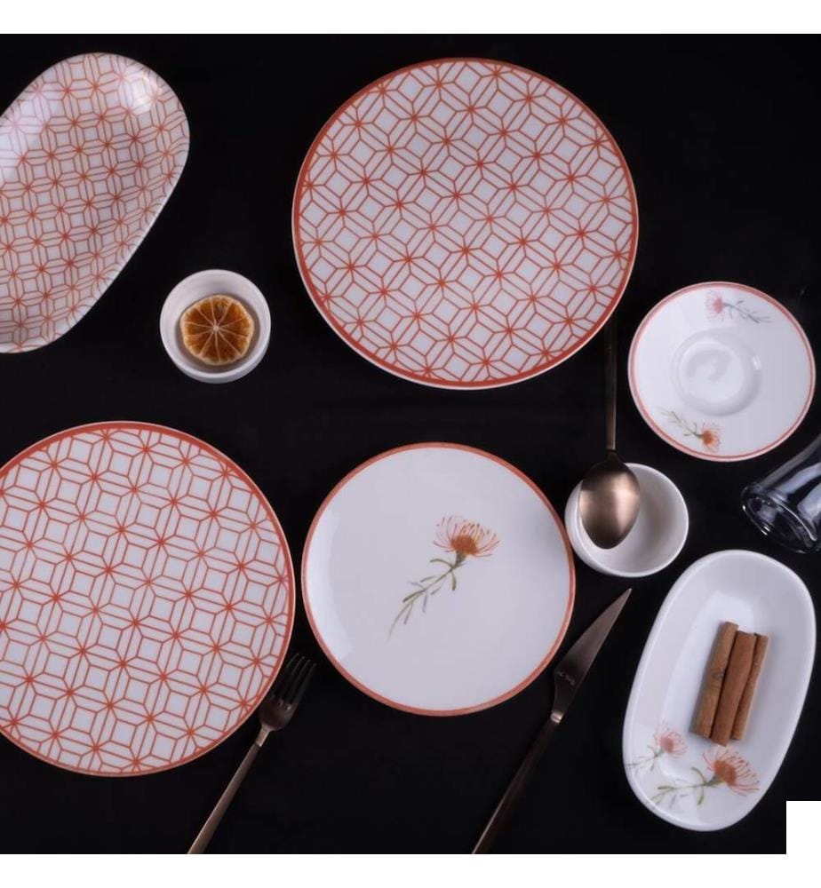 Service de petit-déjeuner, 32 pièces, multicolore, 100 % PORCELAINE