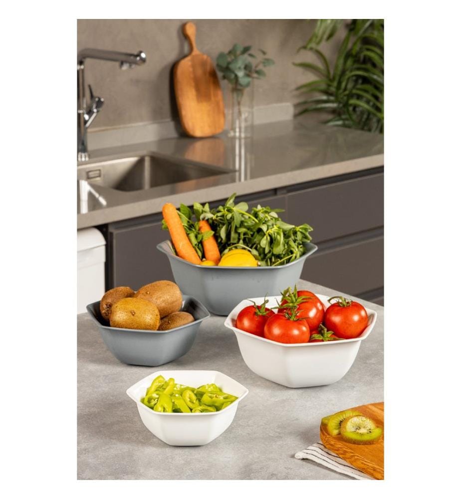 Ensemble de bols, 4 pièces, anthracite, 100 % PLASTIQUE