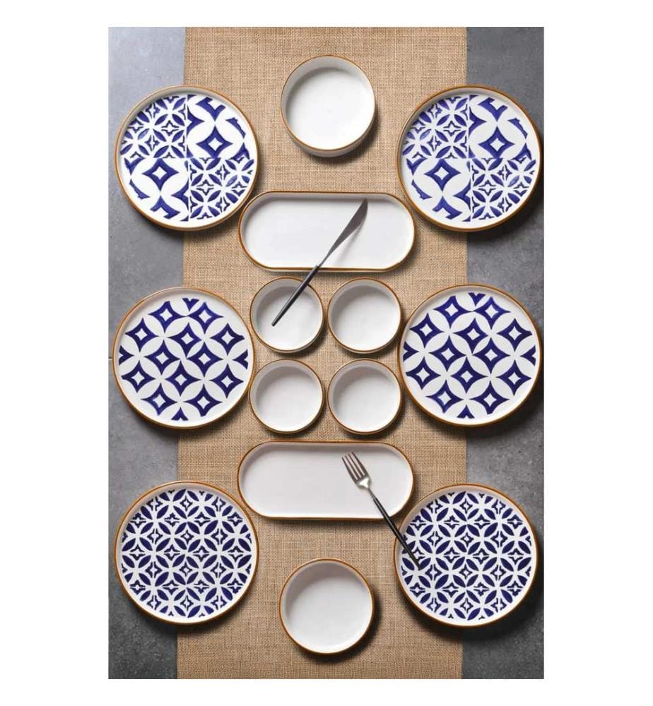 Service à petit-déjeuner, 14 pièces, 100 % céramique, multicolore
