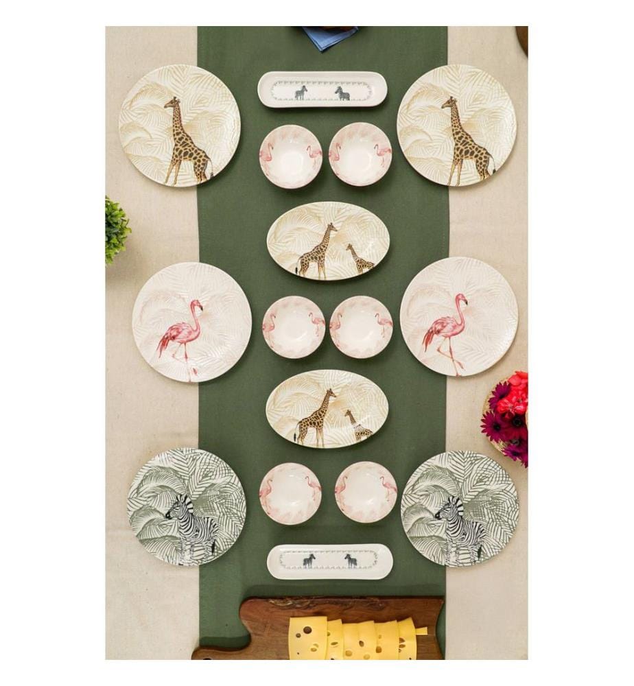 Service à petit-déjeuner, 16 pièces, 100 % porcelaine, multicolore