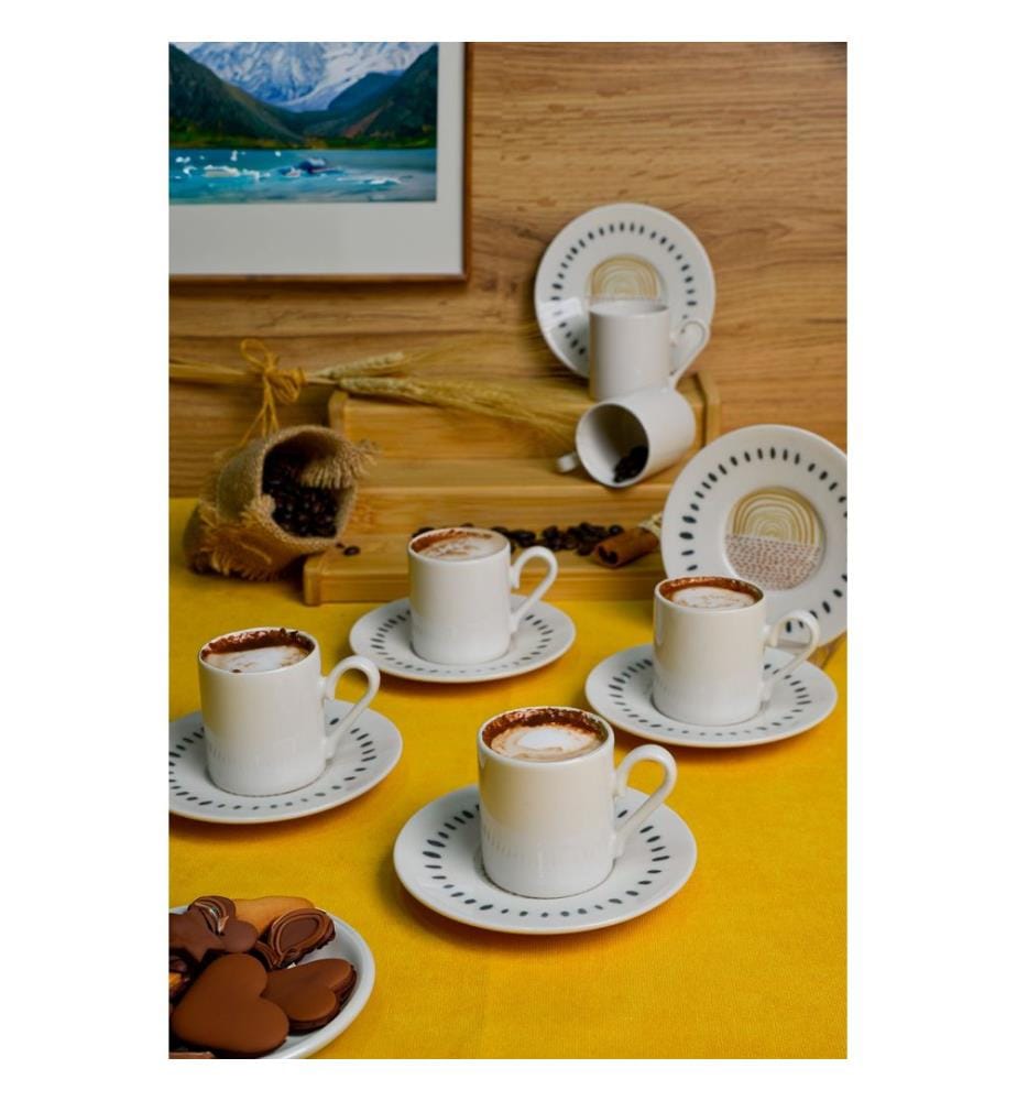 Service à café de 12 pièces, 100 % porcelaine, multicolore