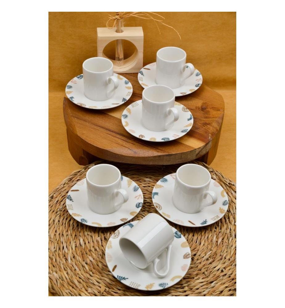 Service à café de 12 pièces, 100 % porcelaine, multicolore
