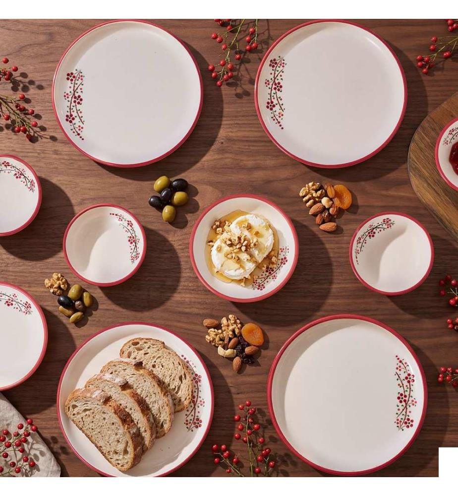 Service à petit-déjeuner, 10 pièces, 100 % céramique, rouge