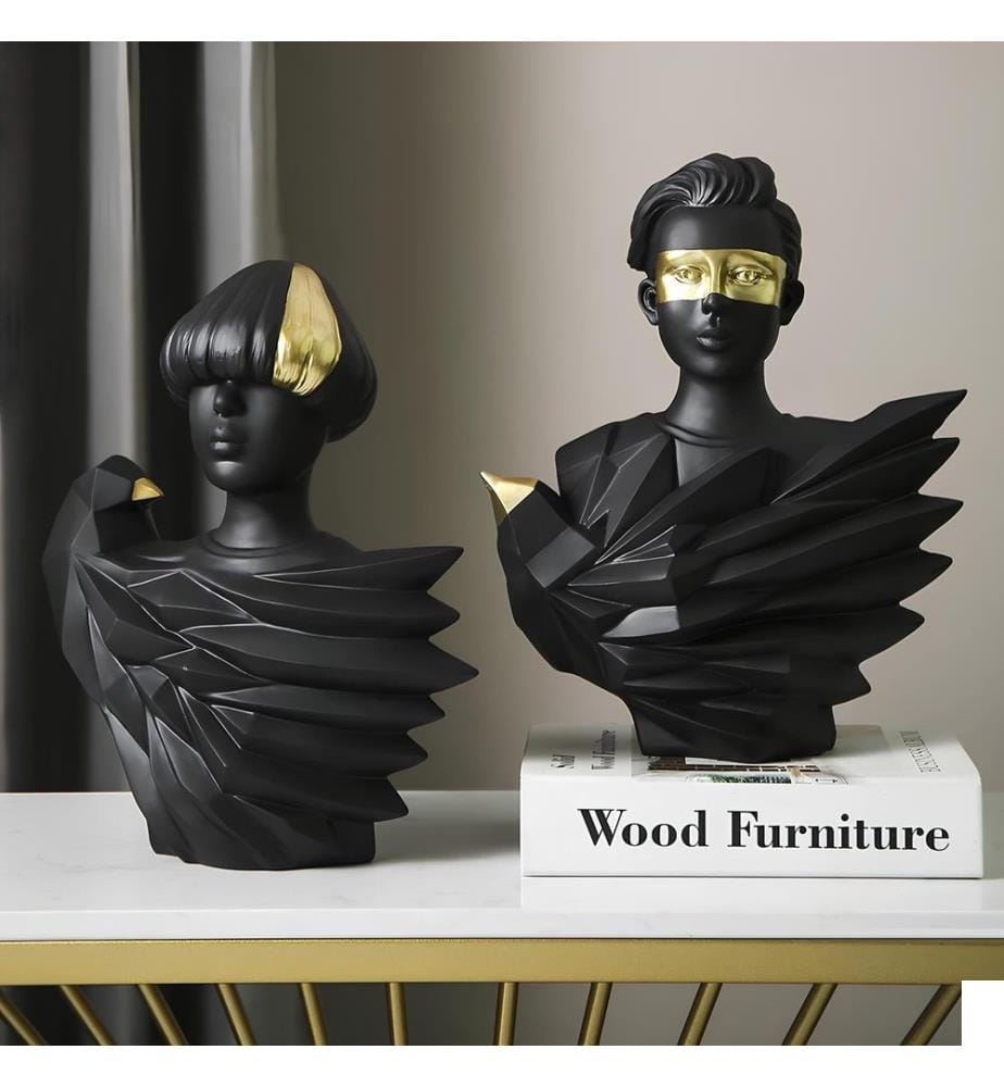 Ensemble d'objets décoratifs, 2 pièces, noir, 100 % POLYESTER