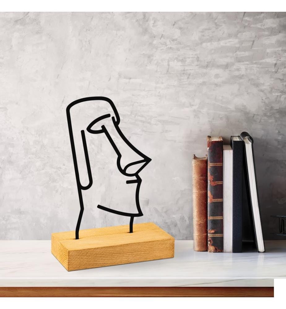 Objet décoratif, en bois, noir, 100% métal (Epaisseur : 1,5 Mm), socle : 100% bois (Epaisseur : 4 cm)