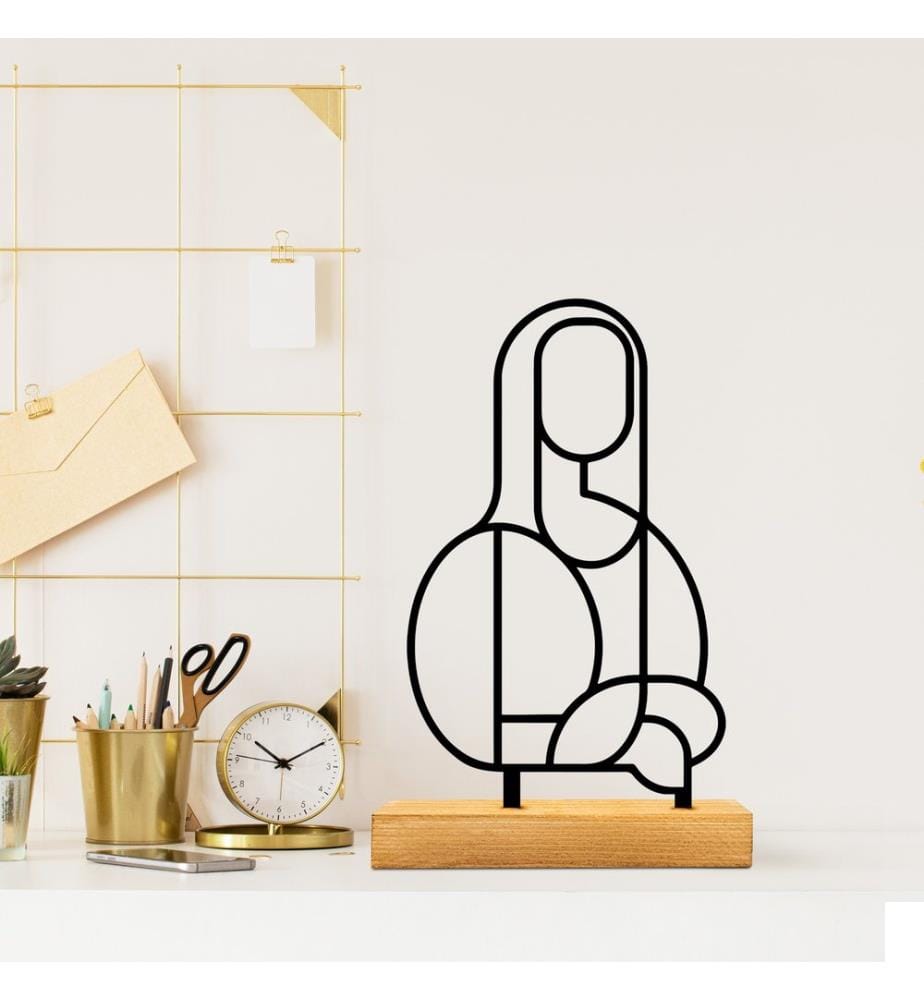 Objet décoratif, en bois, noir, 100% métal (Epaisseur : 1,5 Mm), socle : 100% bois (Epaisseur : 4 cm)