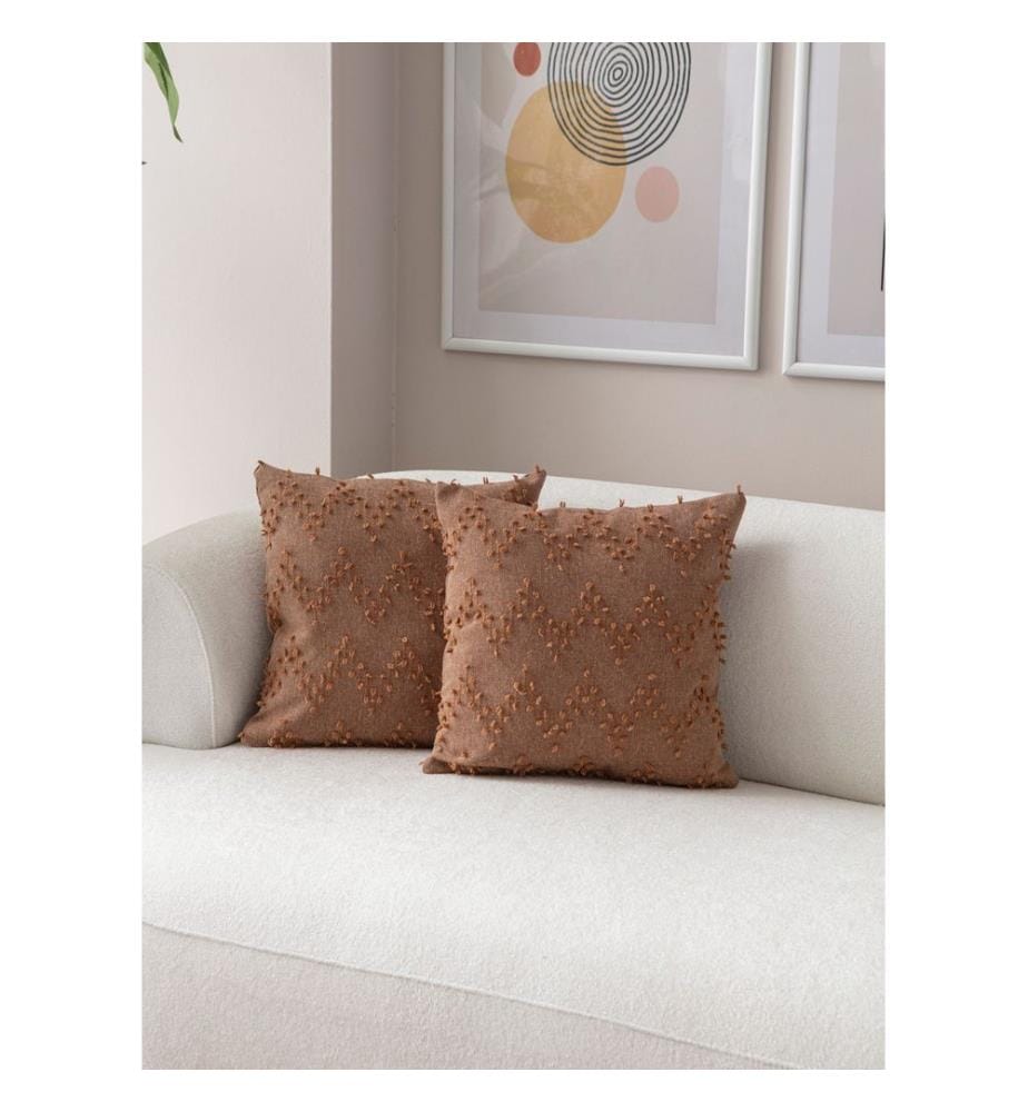 Ensemble de housses de coussin, 2 pièces, marron, tissu : 100 % POLYESTER