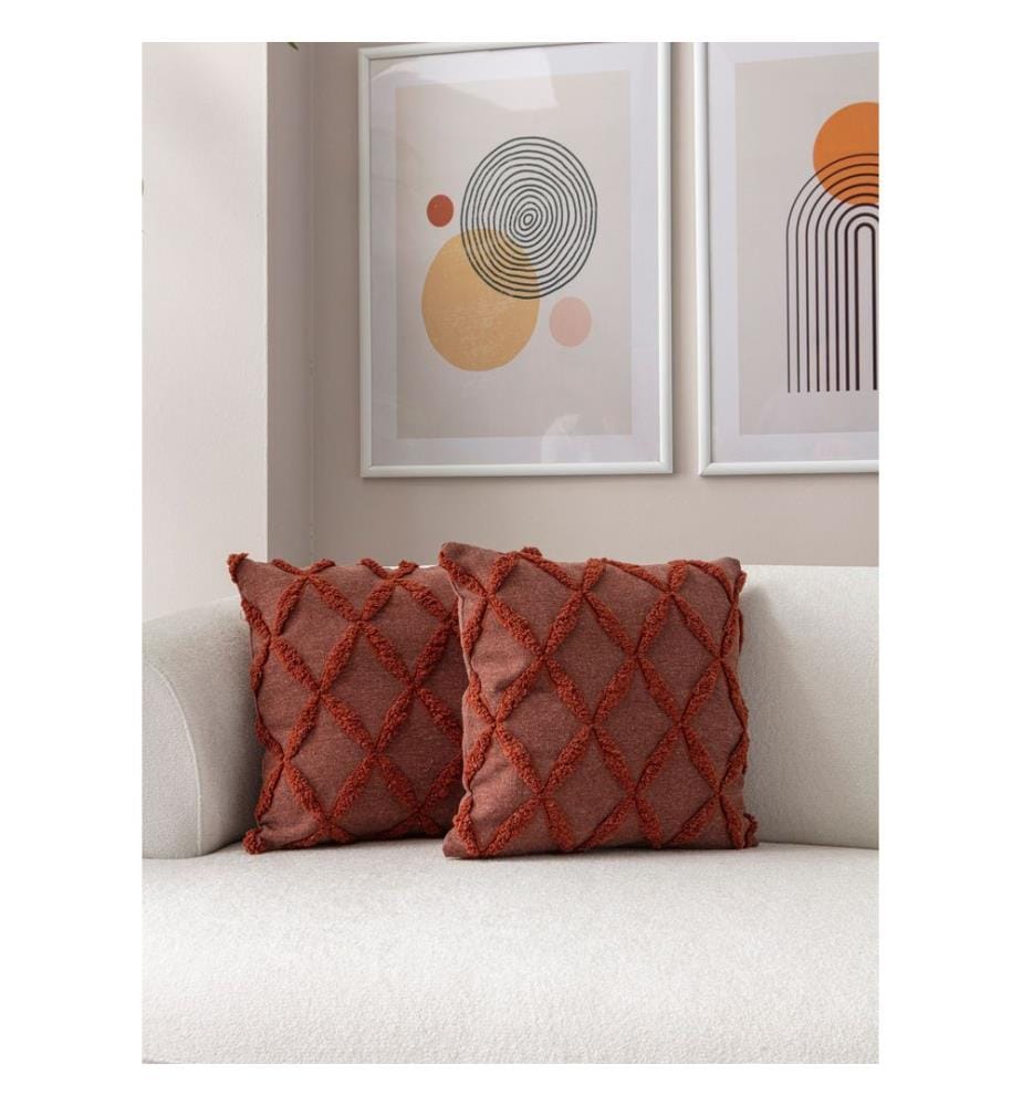 Ensemble de housses de coussin, 2 pièces, rouge carreau, tissu : 100 % POLYESTER