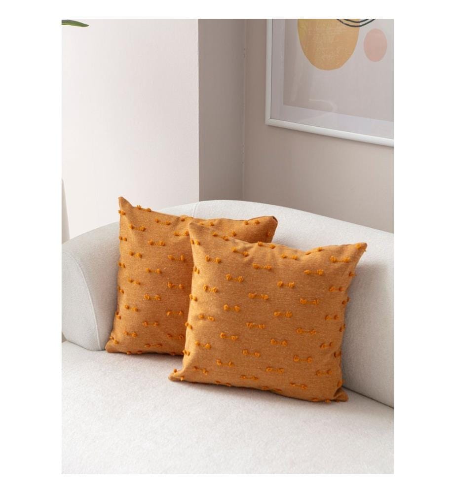 Ensemble de housses de coussin, 2 pièces, orange, tissu : 100 % POLYESTER