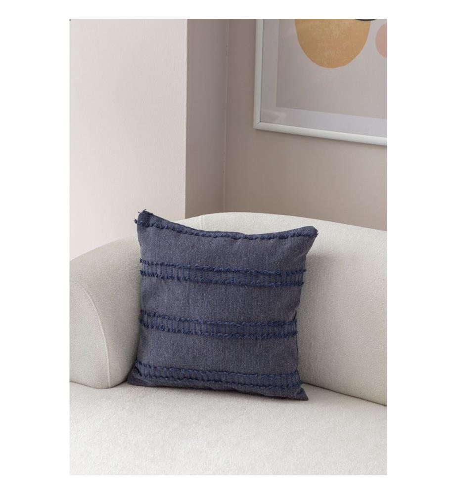 Housse de coussin, bleue, tissu : 100 % POLYESTER