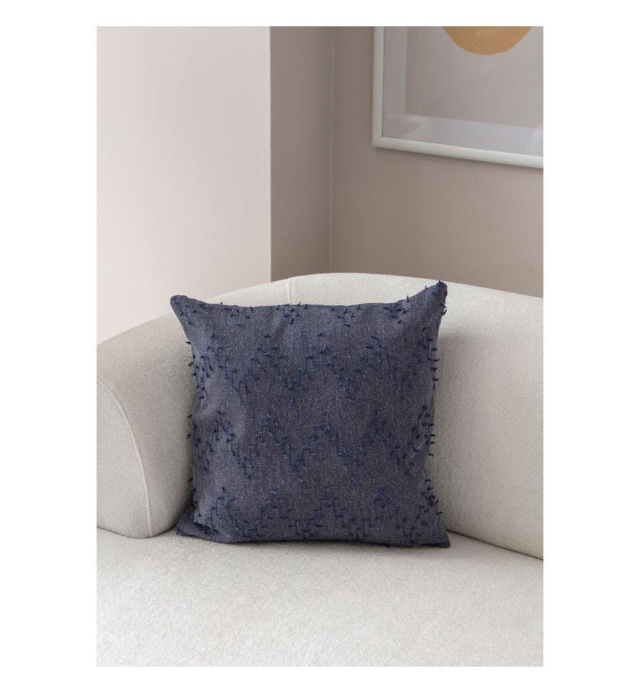 Housse de coussin, bleue, tissu : 100 % POLYESTER