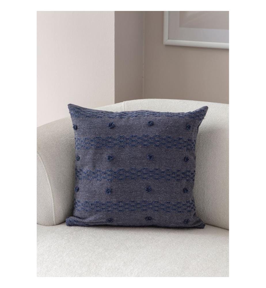 Housse de coussin, bleue, tissu : 100 % POLYESTER
