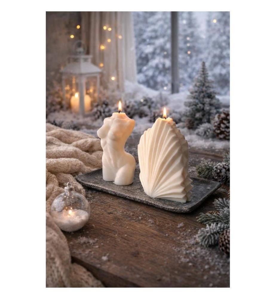 Ensemble de 2 bougies, 100 % cire de soja, blanches