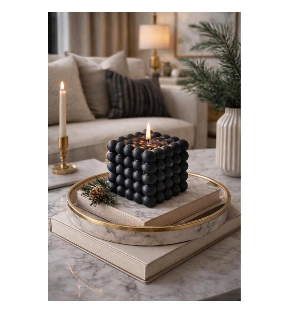 Bougie, 100 % cire de soja, blanche et noire
