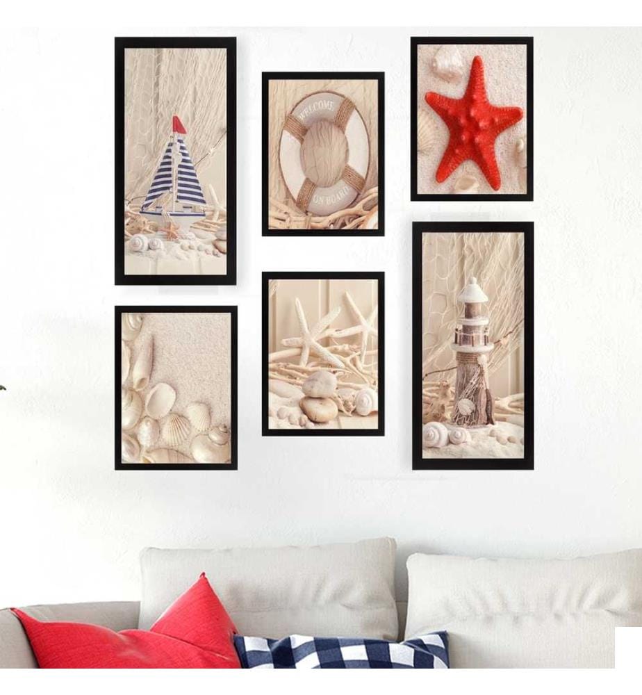 Tableau décoratif en MDF, 6 pièces, multicolore, 100% MDF, cadre en plastique