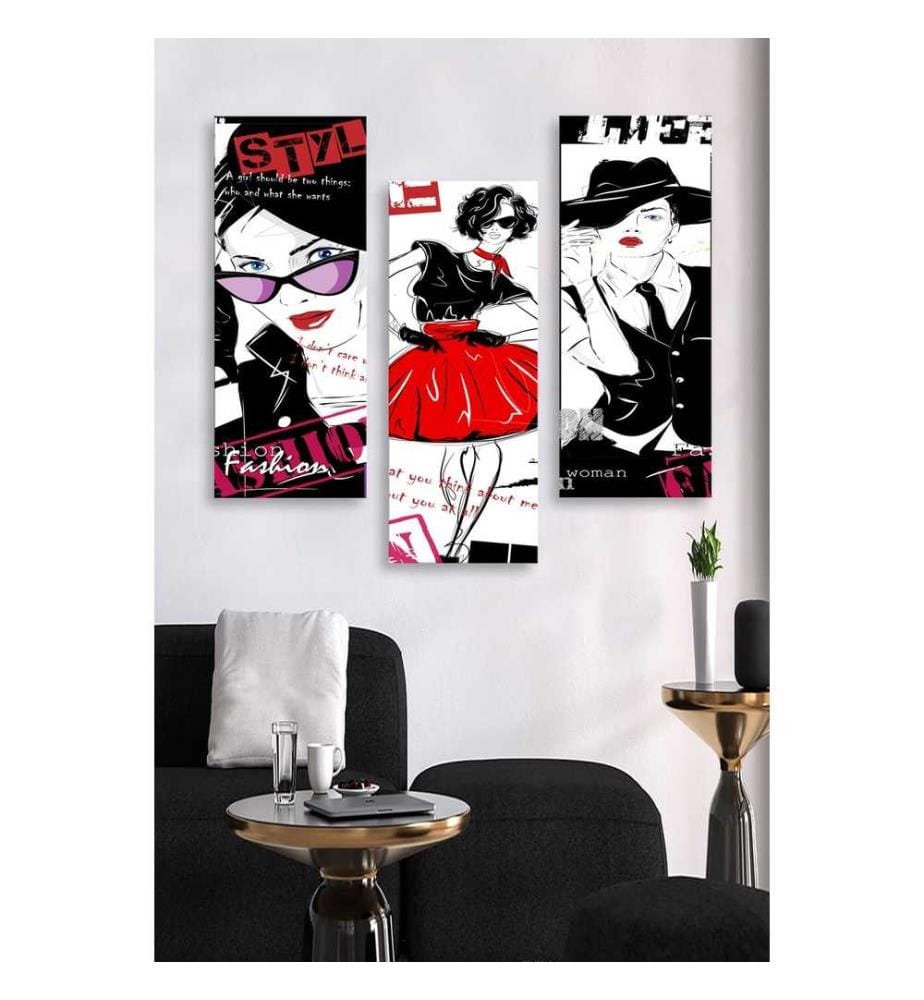 Peinture décorative en MDF, 3 pièces, multicolore, 100% MDF