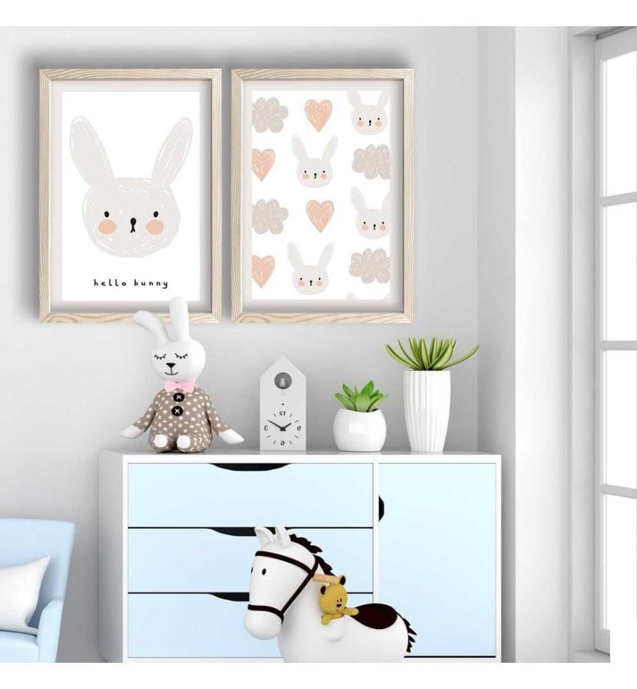 Tableau décoratif encadré en MDF, 2 pièces, crème, blanc, 100% MDF, cadre en bois