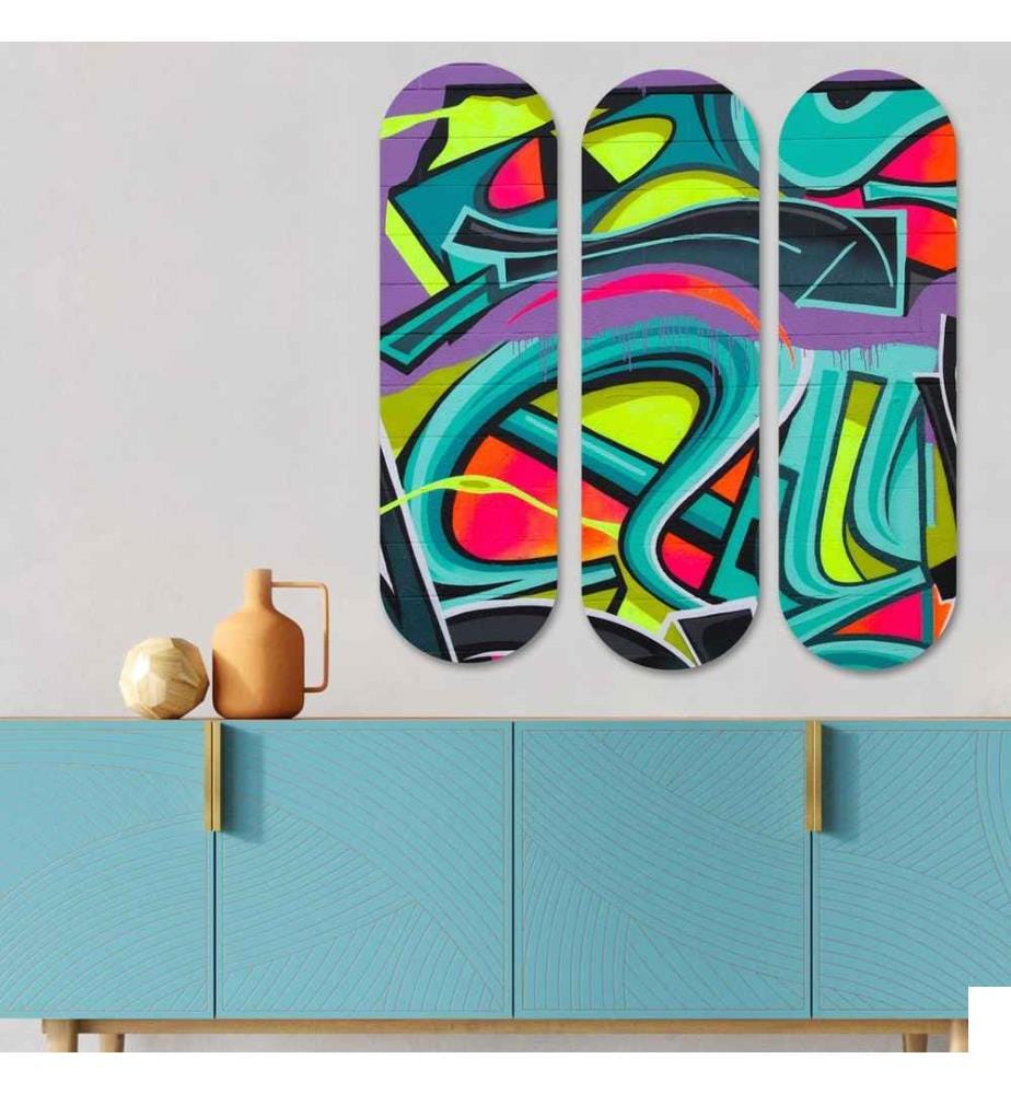 Peinture décorative en MDF, 3 pièces, multicolore, 100% MDF
