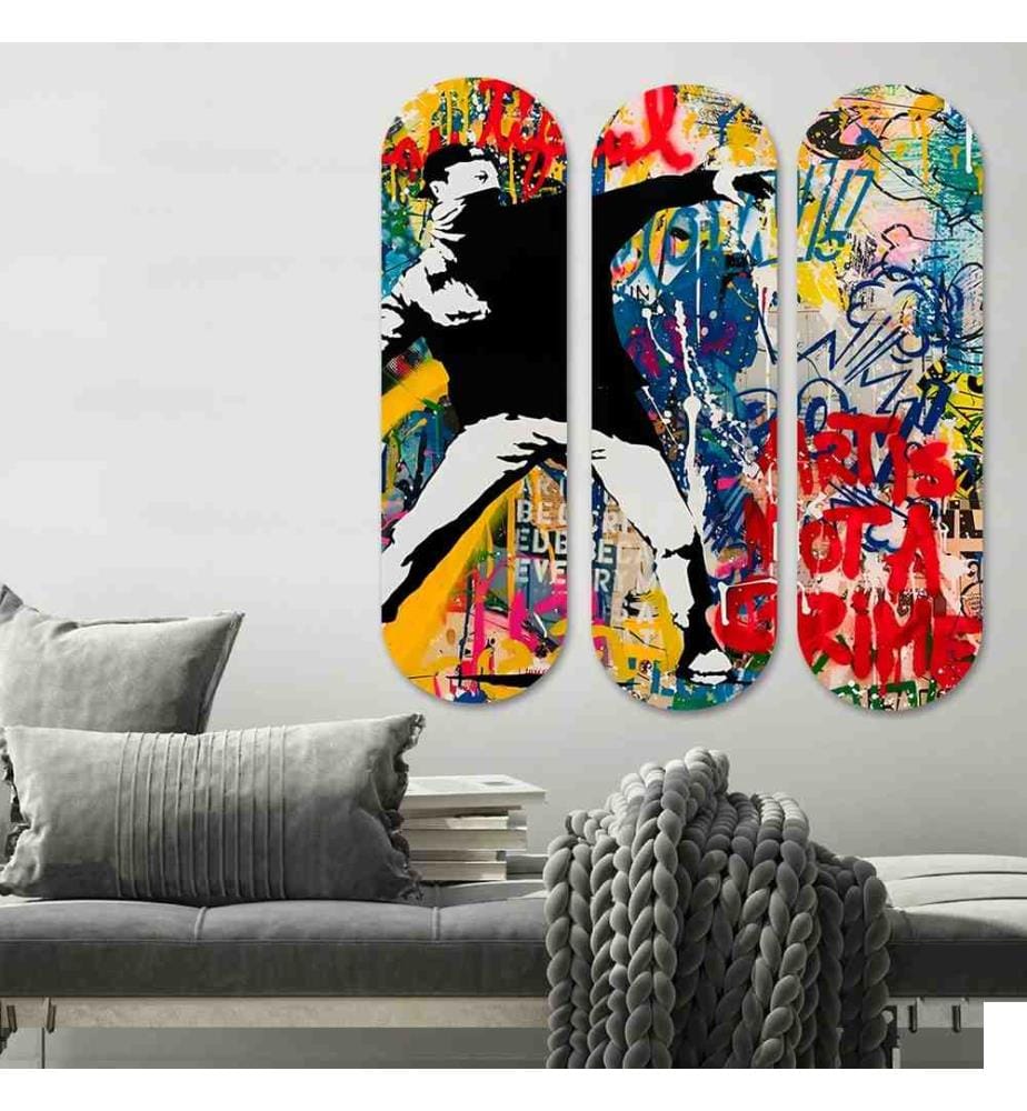 Peinture décorative en MDF, 3 pièces, multicolore, 100% MDF