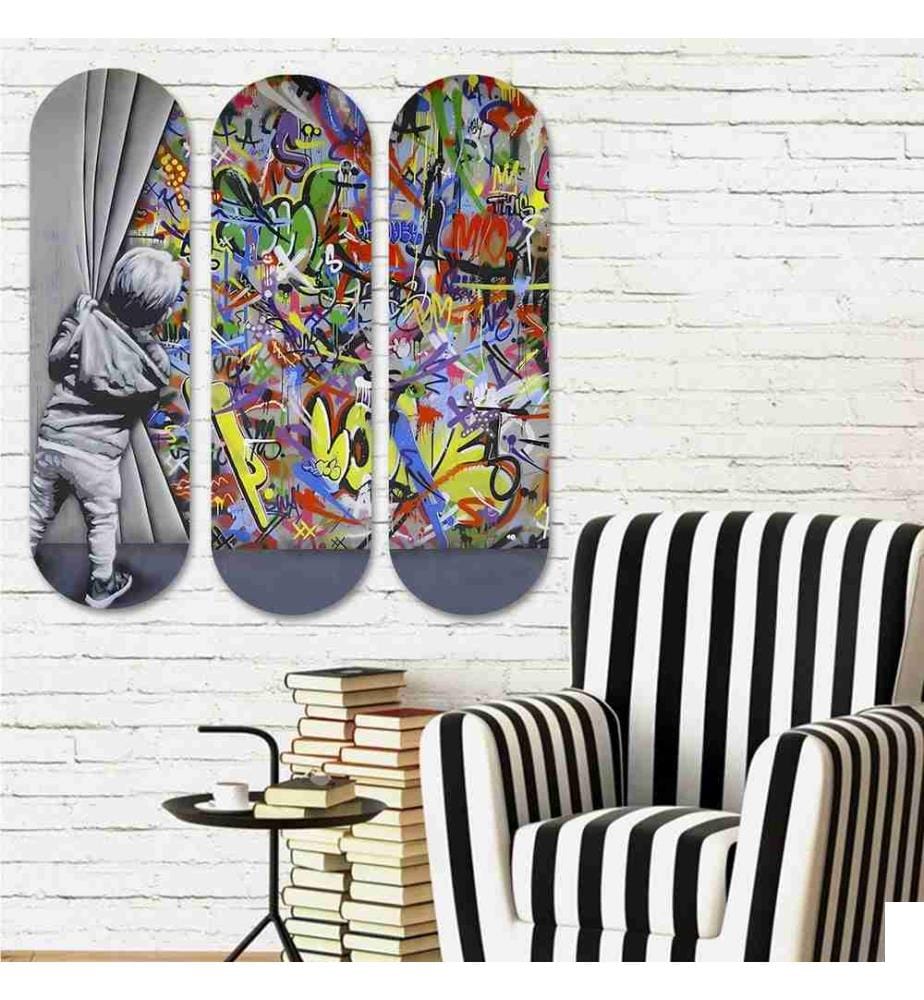 Peinture décorative en MDF, 3 pièces, multicolore, 100% MDF