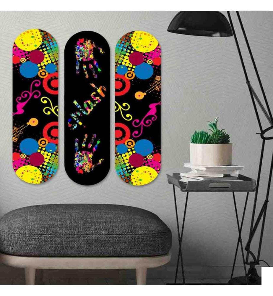 Peinture décorative en MDF, 3 pièces, multicolore, 100% MDF
