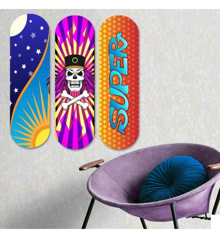 Peinture décorative en MDF, 3 pièces, multicolore, 100% MDF