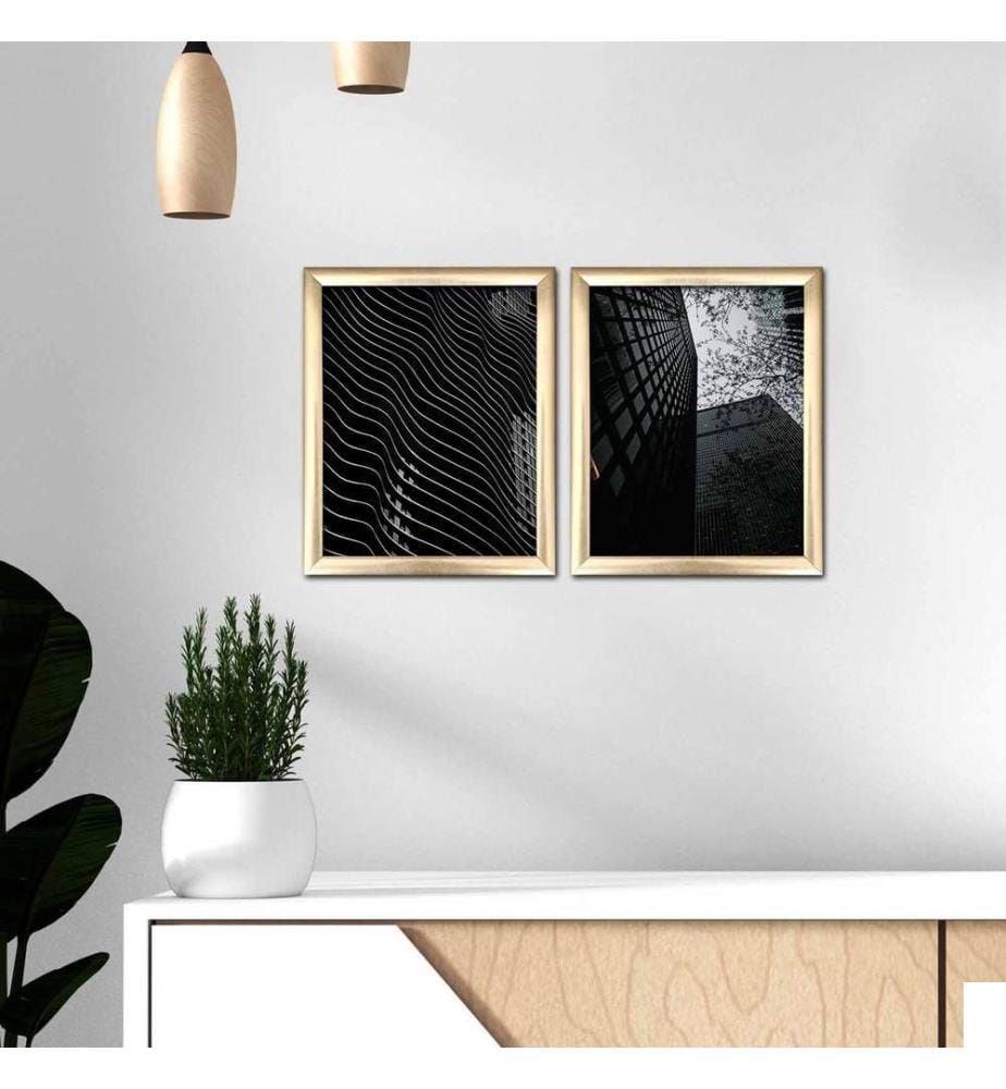 Peinture décorative encadrée MDF, 2 pièces, Multicolore, Peinture MDF, Cadre PVC