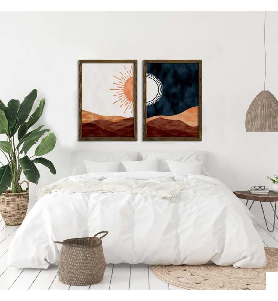 Tableau décoratif encadré en MDF, 2 pièces, multicolore, 100% MDF, cadre en bois