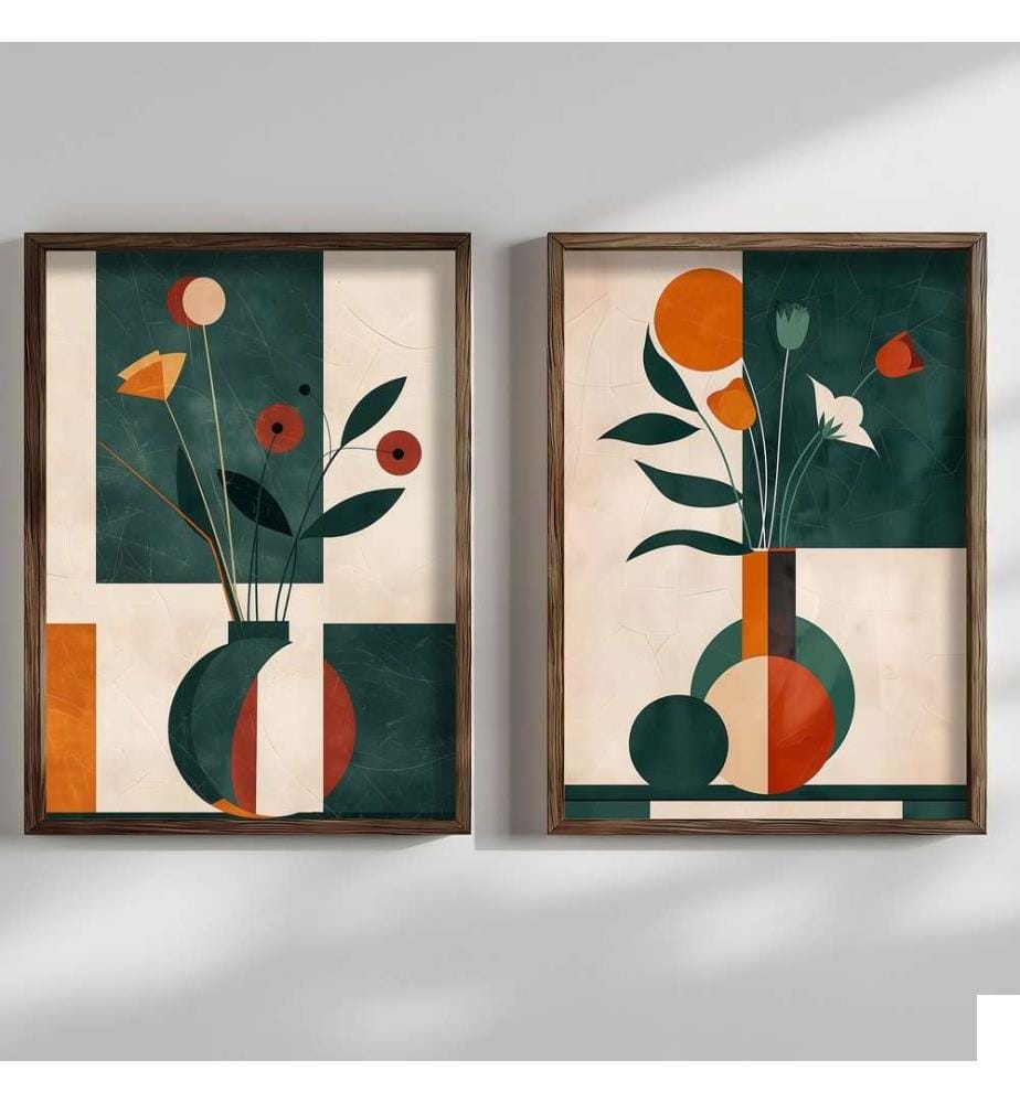 Tableau décoratif encadré en MDF, 2 pièces, multicolore, 100% MDF, cadre en bois d'épicéa