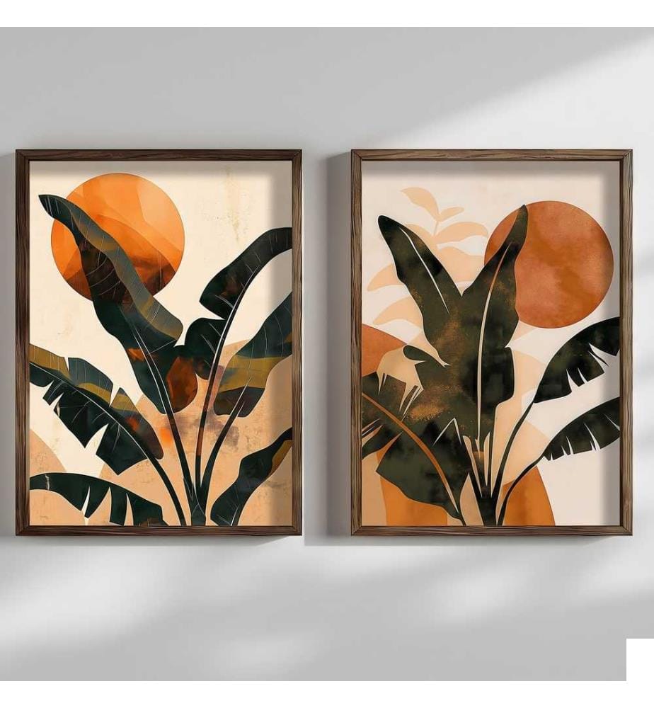 Tableau décoratif encadré en MDF, 2 pièces, multicolore, 100% MDF, cadre en bois d'épicéa