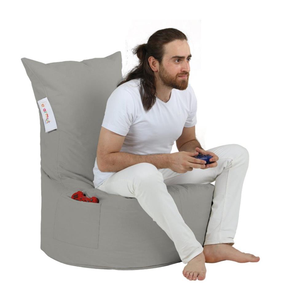 Sac pouf de jardin, Dark Grey, 100% High Density Styrofoam recyclé, tissu : 100% polyester