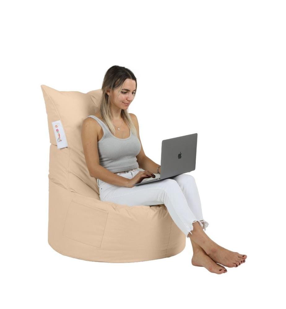 Sac pouf de jardin, vison, 100% High Density Styrofoam recyclé, tissu : 100% polyester
