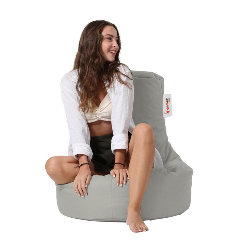 Sac pouf de jardin, gris foncé, 100% High Density Styrofoam recyclé, tissu : 100% polyester