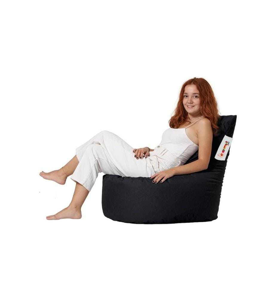 Sac pouf de jardin, noir, 100% High Density Styrofoam recyclé, tissu : 100% polyester