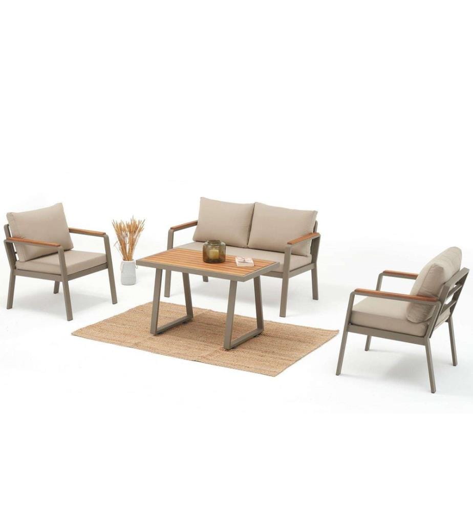 Salon de jardin, beige, cadre : 100% METAL