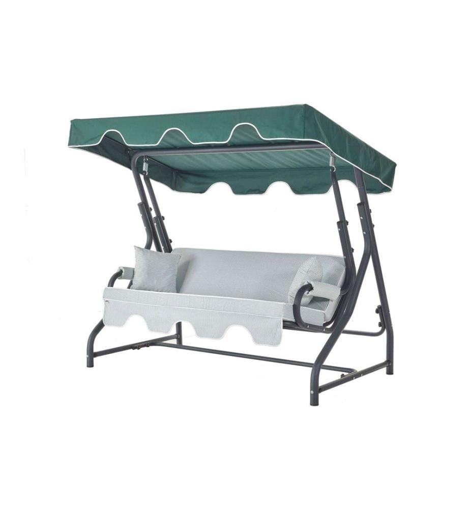 Garden Triple Swing Chair, Green, White, Anthracite, Frame : 100% METAL