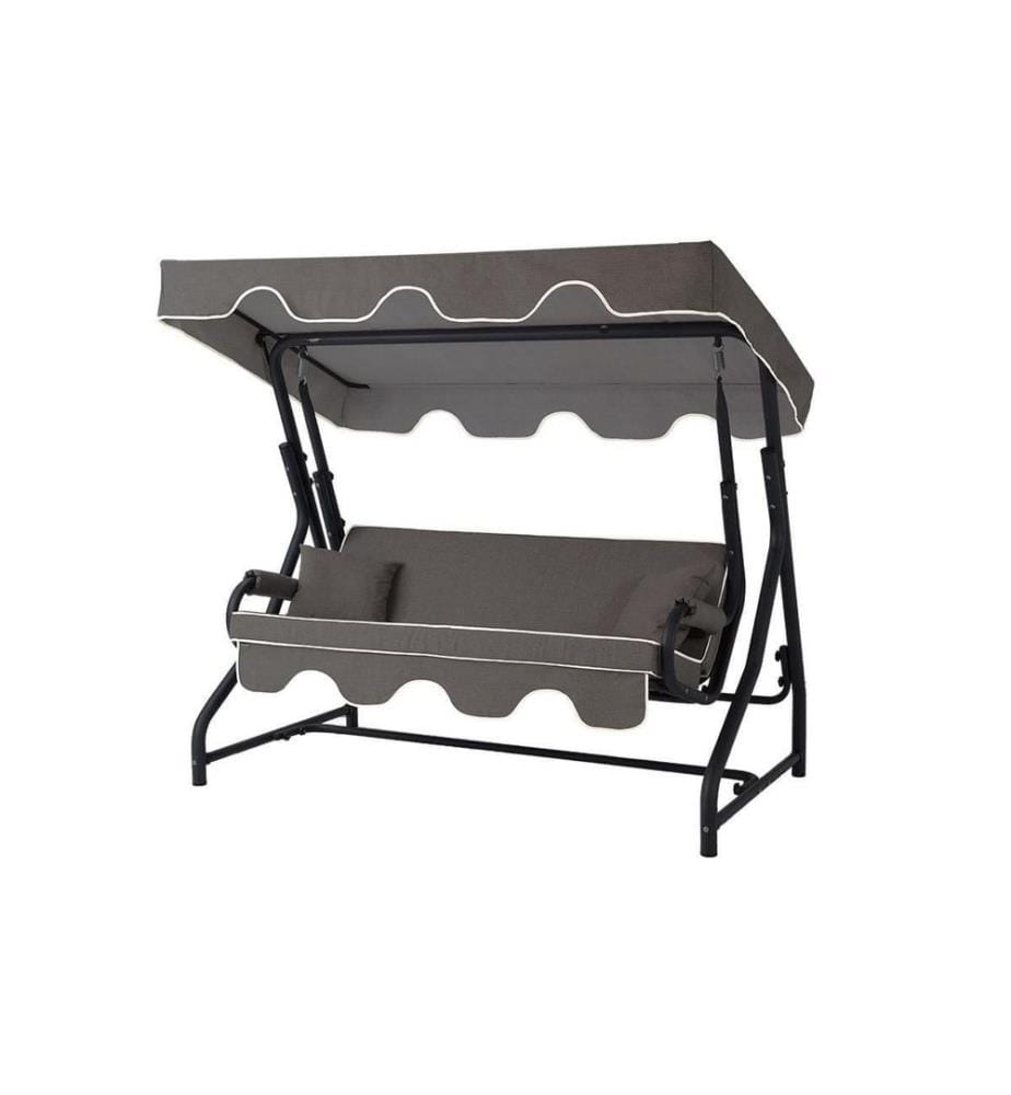 Garden Triple Swing Chair, Anthracite, Tissu : 100% POLYESTER, pieds en métal