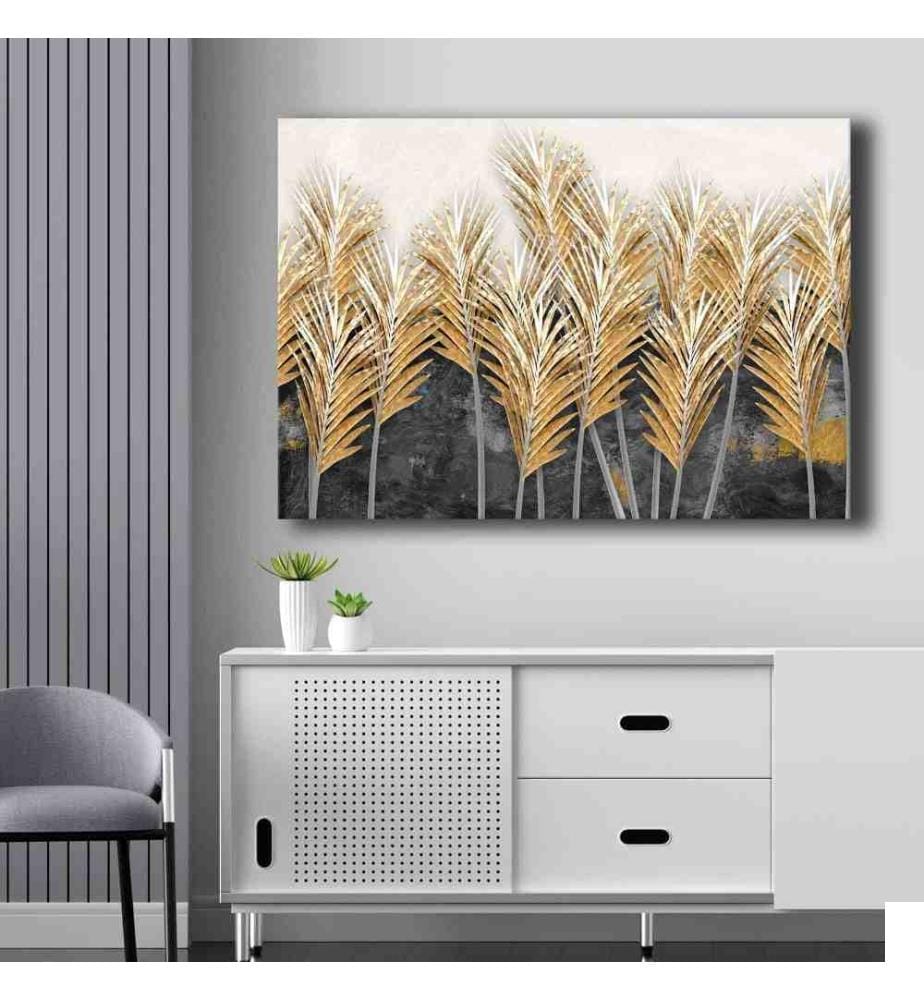 Peinture décorative sur toile, beige, blanc, anthracite, toile, cadre en bois de pin