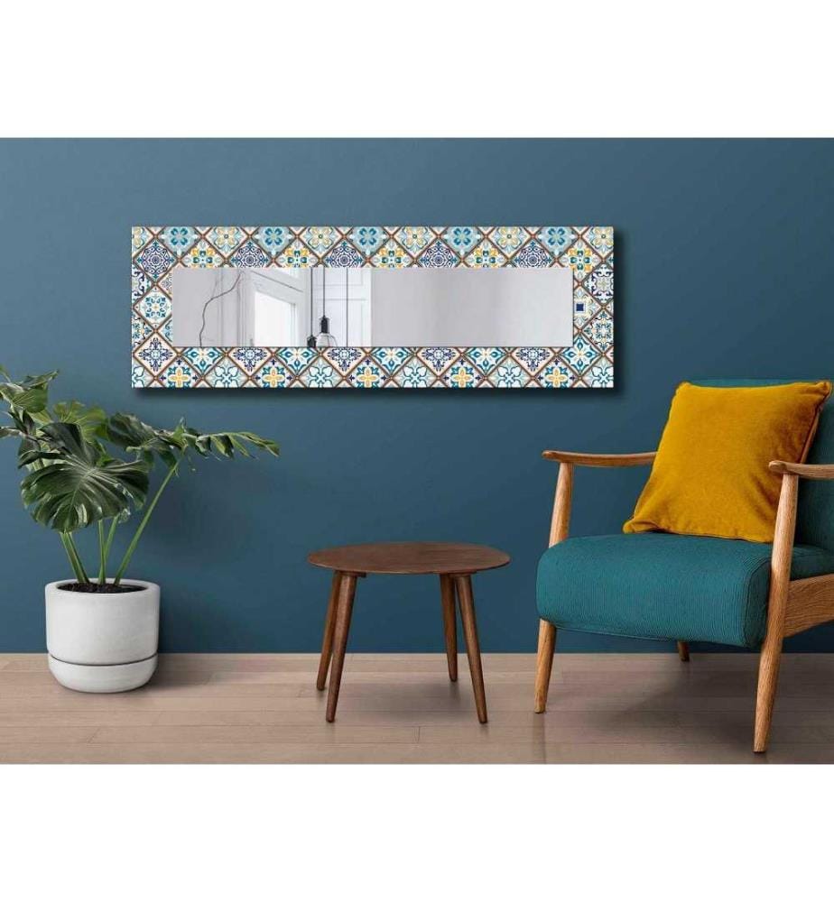 Miroir décoratif, Bleu, Bleu marine, Jaune, Blanc, Miroir