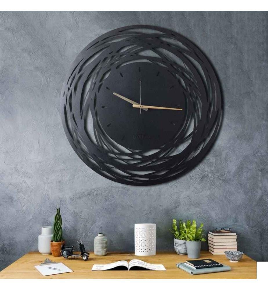 Horloge murale décorative en métal, noir, métal
