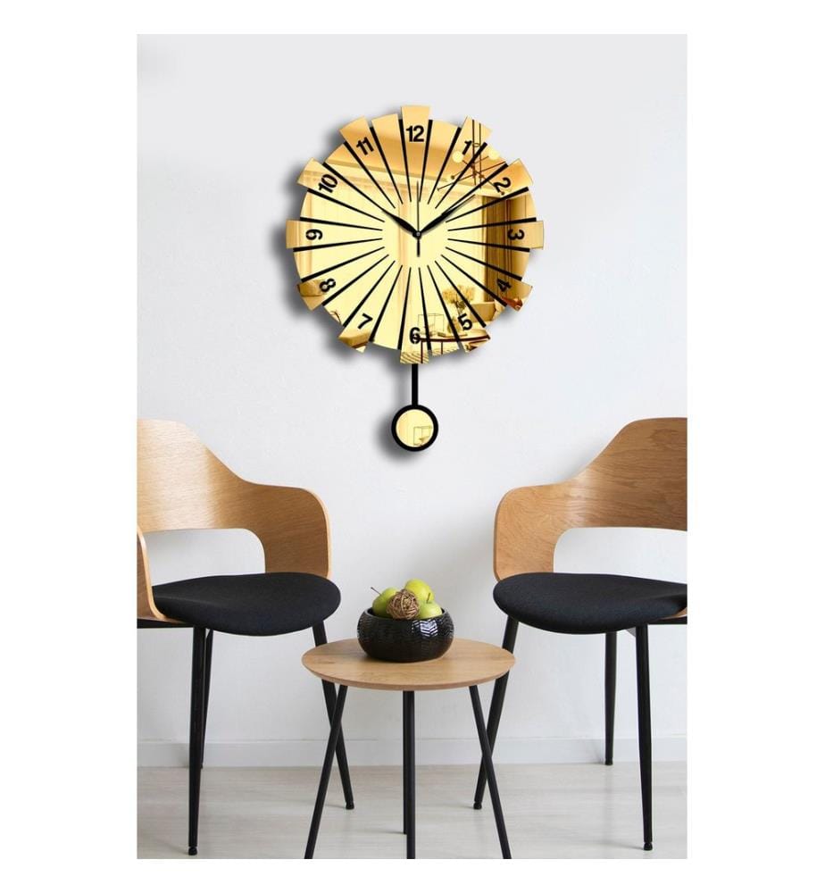 Horloge murale décorative, or, MDF / acrylique