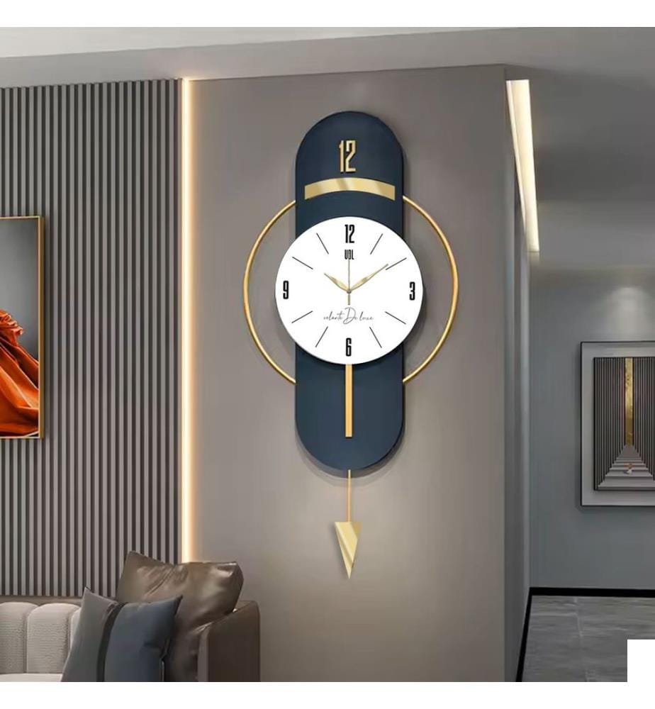 Horloge murale décorative, bleu marine, 100 % MDF et acier