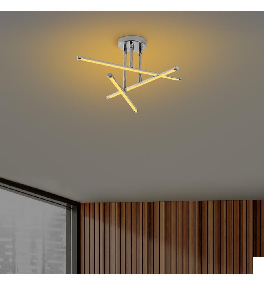 Lustre, Chrome, Corps en métal, Plaque de base en métal