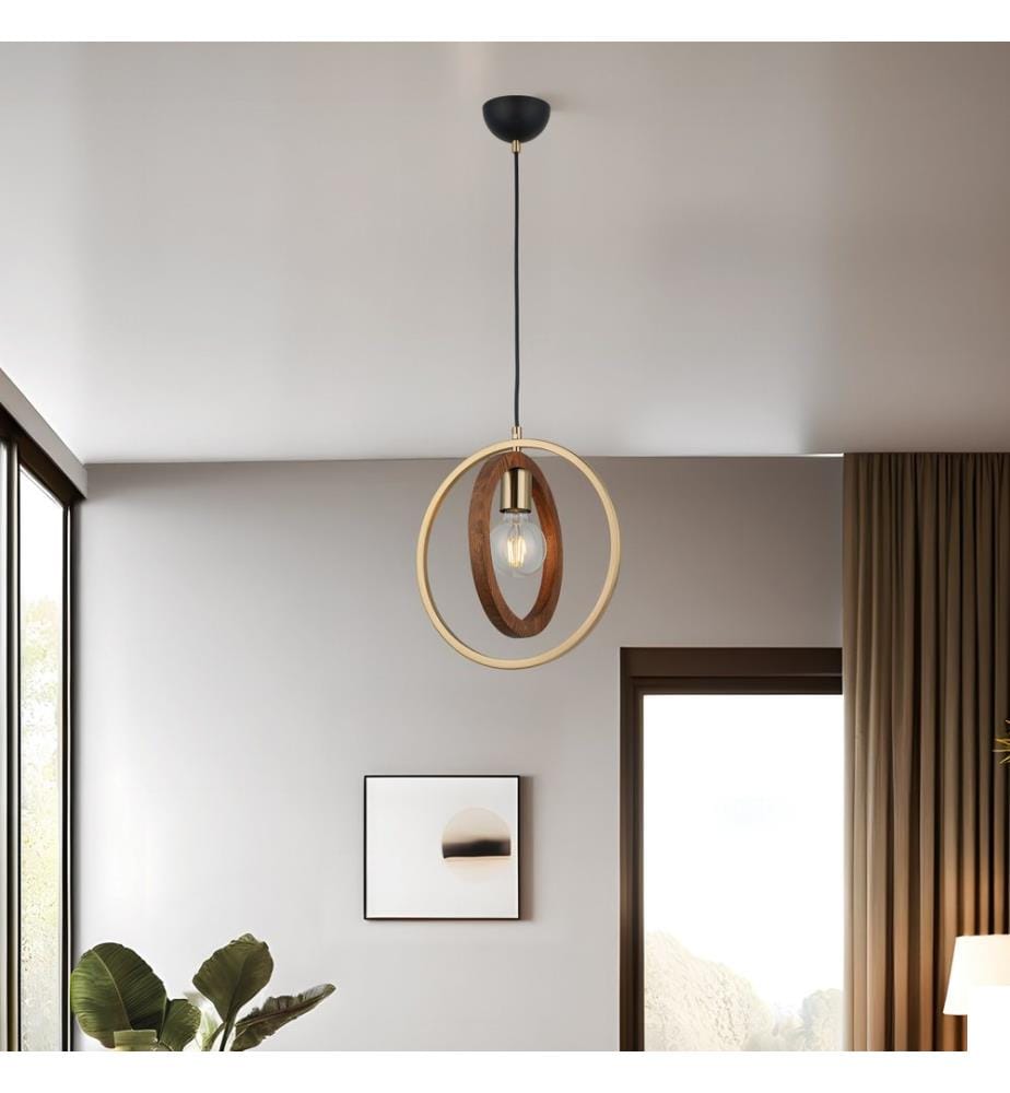 Lustre, laque antique, CORPS EN MÉTAL, capuchon en bois