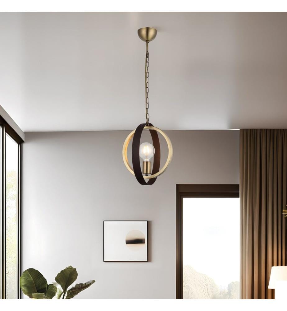 Lustre, vieillie, marron, CORPS EN MÉTAL, capuchon en métal