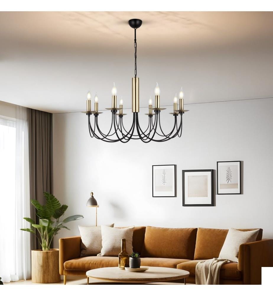 Lustre, aspect vieilli, noir, CORPS EN MÉTAL, abat-jour en métal
