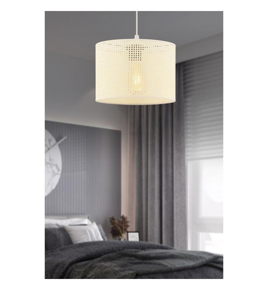 Lustre, blanc, CORPS EN MÉTAL, abat-jour en coton