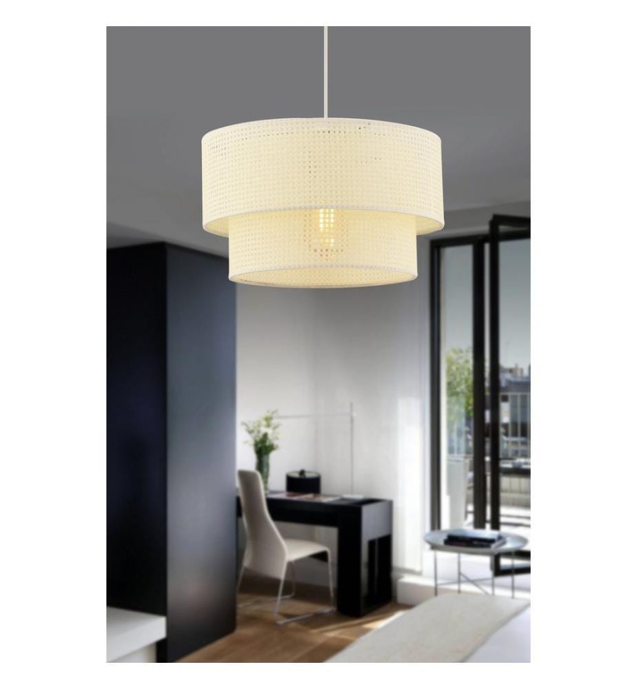 Lustre, blanc, CORPS EN MÉTAL, abat-jour en coton